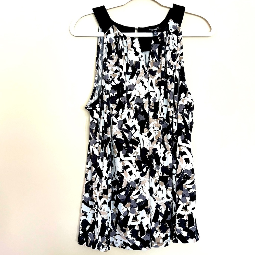 Ellen Tracy Women’s Monochrome Abstract Sleeveless Blouse